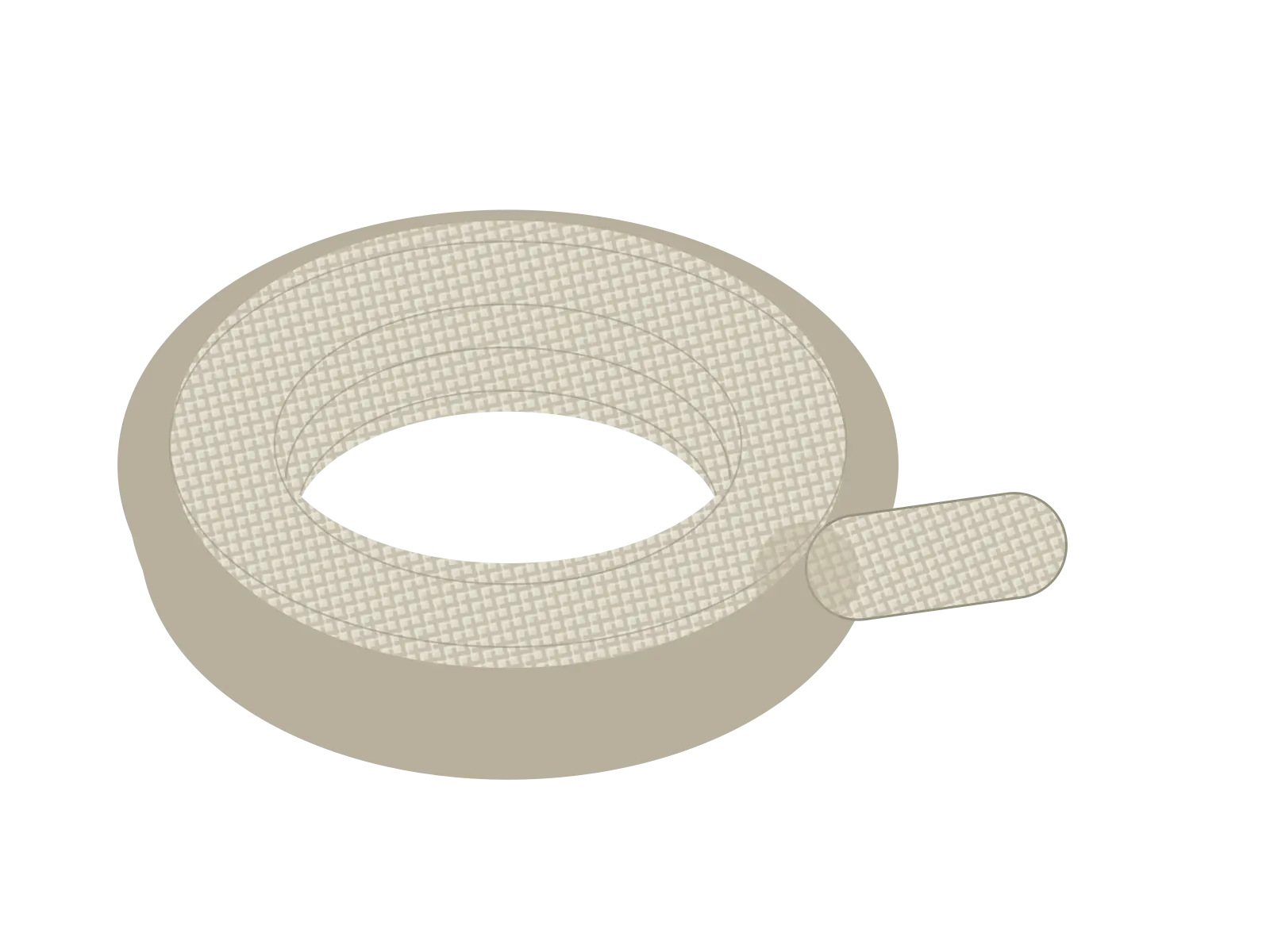 Illustrazione tecnica: baderne in fibra intrecciata avorio, avvolte in matassa.